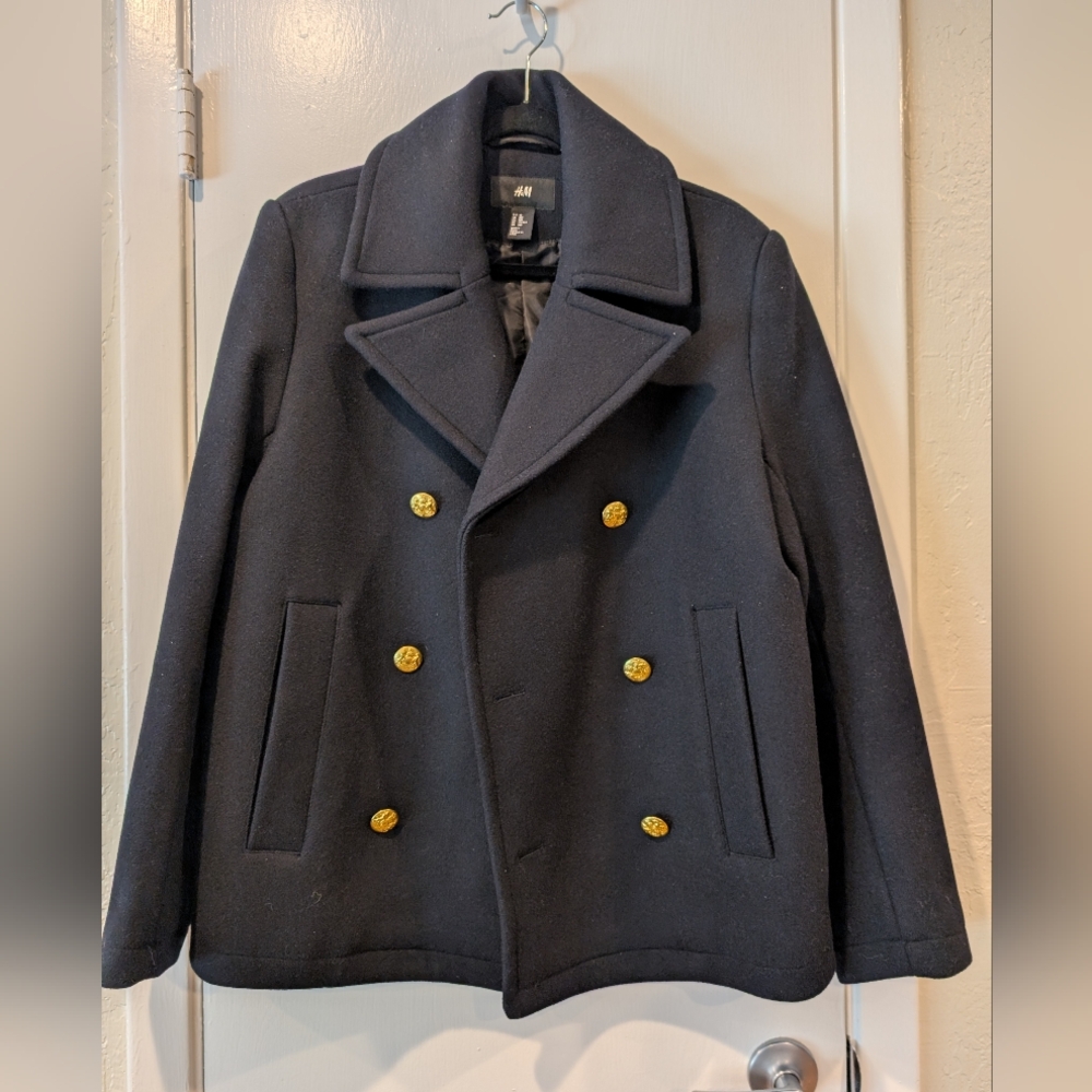 H&M Navy Gold Buttons Peacoat Men's US 38R